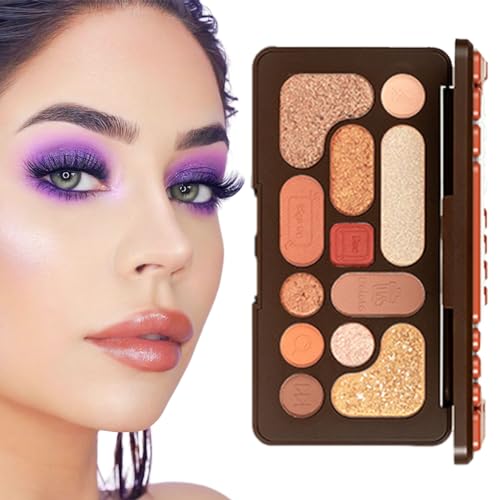 Mischbarer Lidschatten,12 Farben -Lidschatten mit Tastaturhülle - Hochpigmentiertes Lidschatten-Paletten-Make-up, langanhaltender, er Lidschatten für alltägliche Looks Rasoli von RASOLI