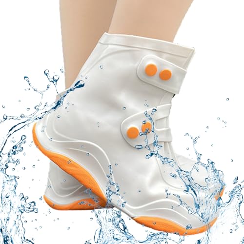 Regenüberschuhe - Wasserabweisende Überschuhe | Einfach zu handhabende, rutschfeste, doppelschichtige Sohle, robuste, dicke Regenüberschuhe für Männer, Frauen und Kinder Rasoli von RASOLI