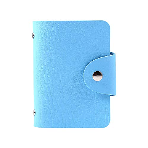 Brieftasche für Kartenunterstützung für 24 Karten, Identifikationsguthaben aus Reiner Leder -Taschentasche, Fein Metallschnalle, Durchliegestütztes Design, (Blue) von RASTKY