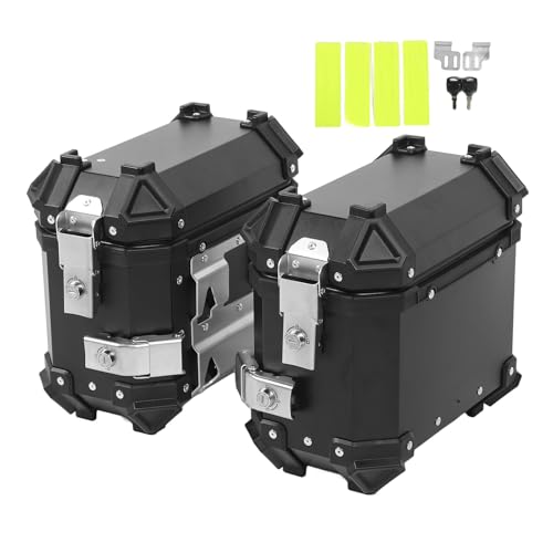 Robuste Motorrad-Seitenbox aus Aluminiumlegierung, 18 L Fassungsvermögen, Diebstahlsicheres Schloss, Reflektierender Aufkleber, für Zusätzlichen Stauraum, Unterstützung für den von RASTKY