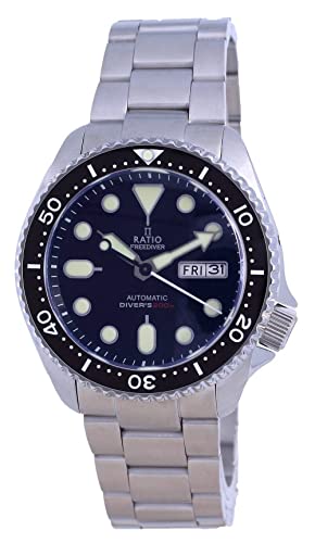 RATIO FreeDiver Black Dial Sapphire Crystal Stainless Steel Automatic RTA100 200M Men's Watch von RATIO