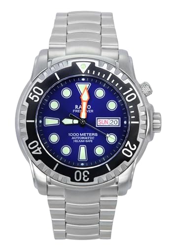 RATIO FreeDiver Heliumsichere Taucheruhr Saphirglas Automatische Taucheruhr 1000M Wasserdicht Taucheruhr für Herren, Blau, Taucher von RATIO