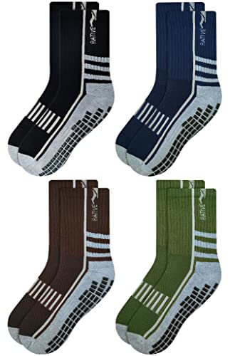 RATIVE Rutschfeste, rutschfeste Hausschuhe, Krankenhaus-Socken mit Griffen für Erwachsene, Herren, Damen, 4 Paar Rückenstreifen, XX-Large von RATIVE