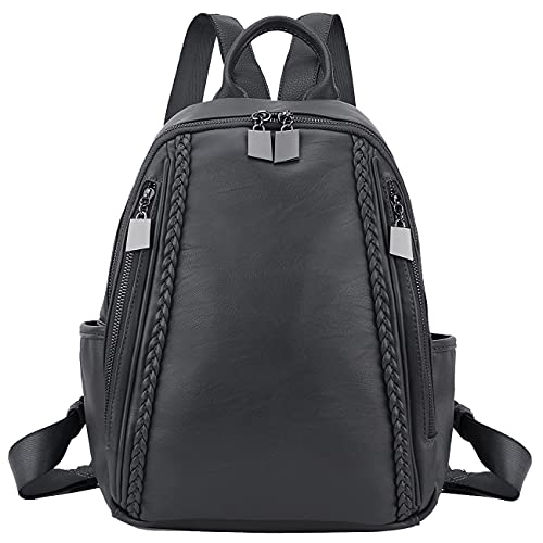 Frauen Rucksack Pu Leder Rucksack Casual Daypack Mode Schule Rucksack Grau von RAVUO