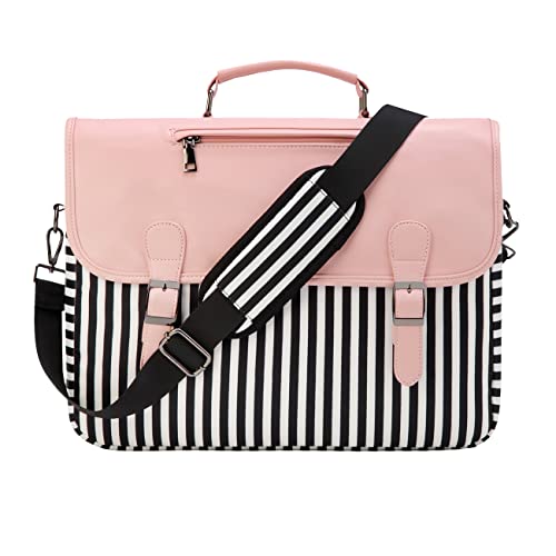 RAVUO Laptoptasche für Damen, wasserabweisend, 39,6 cm (15,6 Zoll), leichte Messenger-Schultertasche, Business-Aktentasche mit stoßfester Laptophülle und Schultergurt, rose von RAVUO