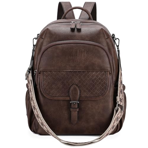RAVUO Rucksack Damen,PU Leder Elegant Rucksack 2 in 1 Rucksacktasche Schultertasche Anti Diebstahl Cityrucksack für Reisen,Arbeit,Schule,Kaffee von RAVUO