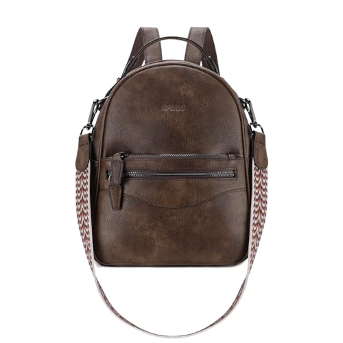 RAVUO Rucksack Damen Klein, Lederrucksack 2 in 1 Handtasche und Rucksack Elegant Cityrucksack Kleiner Damen-rucksackhandtaschen Kaffee von RAVUO