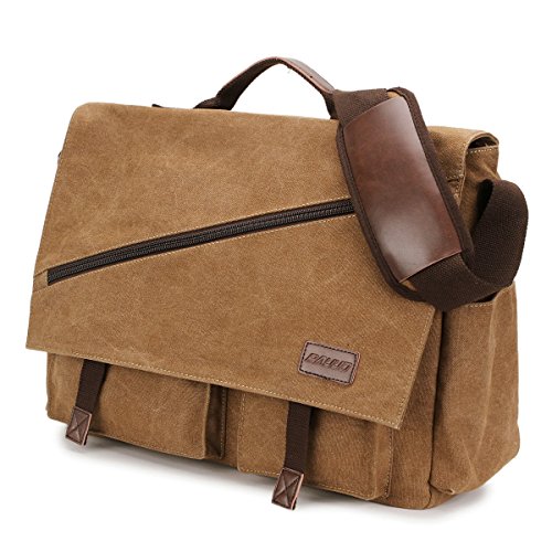 RAVUO Rucksack Laptoptasche, Herren Umhängetasche Canvas Messenger Bag 15.6-17 Zoll Multifunktions Tasche für Business/Schule/Reisen von RAVUO