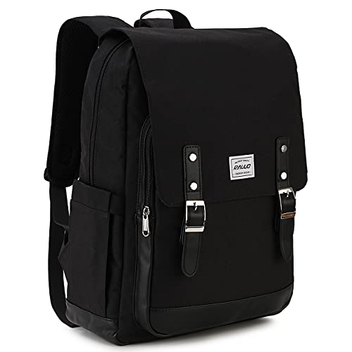 RAVUO Rucksack Männer, Leichtgewicht Schule Büchertasche 15.6 Laptop Reise Tagesrucksack Teenager College Tasche Casual Travel Daypack,Schwarz von RAVUO