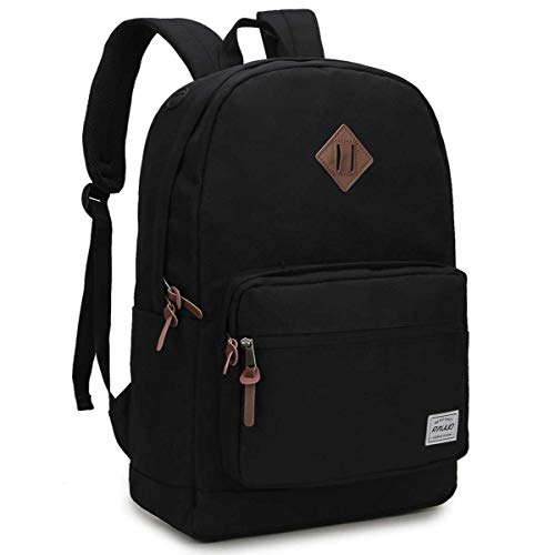 RAVUO Rucksack Männer, Wasserdicht 15,6 Zoll Laptop Rücken Damen Büchertaschen College Tagesrucksack Schwarz Schultasche Tasche mit Seitentaschen von RAVUO