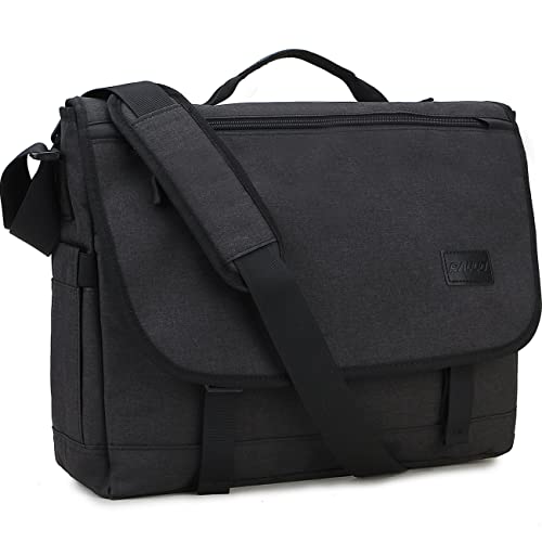 RAVUO Rucksack Laptoptasche, Umhängetasche Messenger Bag 15.6 Zoll Multifunktions Tasche für Business/Schule/Reisen,Schwarz von RAVUO