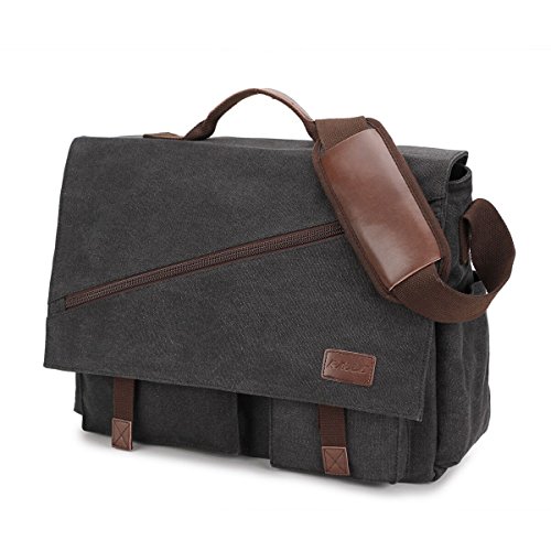 RAVUO Rucksack Laptoptasche, Herren Umhängetasche Canvas Messenger Bag 15.6-17 Zoll Multifunktions Tasche für Business/Schule/Reisen von RAVUO