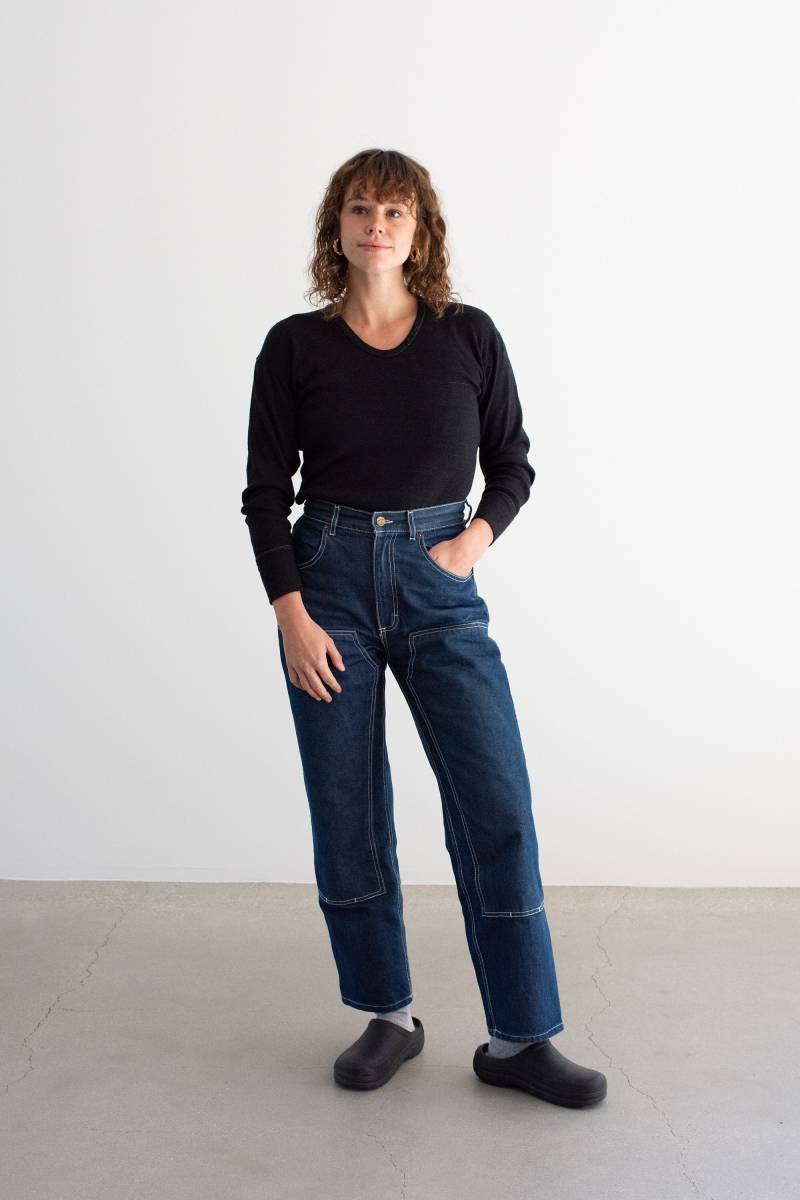 Die Therme Odense in Schwarz Grau | Vintage Baumwollmischung Anthrazit Scoop Thermo-Shirt Langarm Layer Top S M L von RAWSONSTUDIO