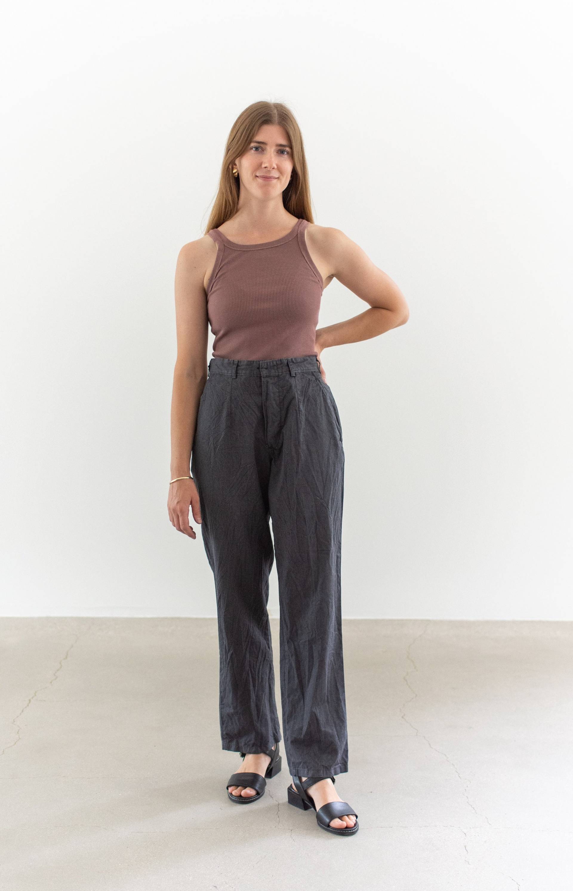 Vintage 30 31 32 33 Taille Grau Baumwollmischung Falten Chino Hose | Gespülte Gerades Bein 364 von RAWSONSTUDIO