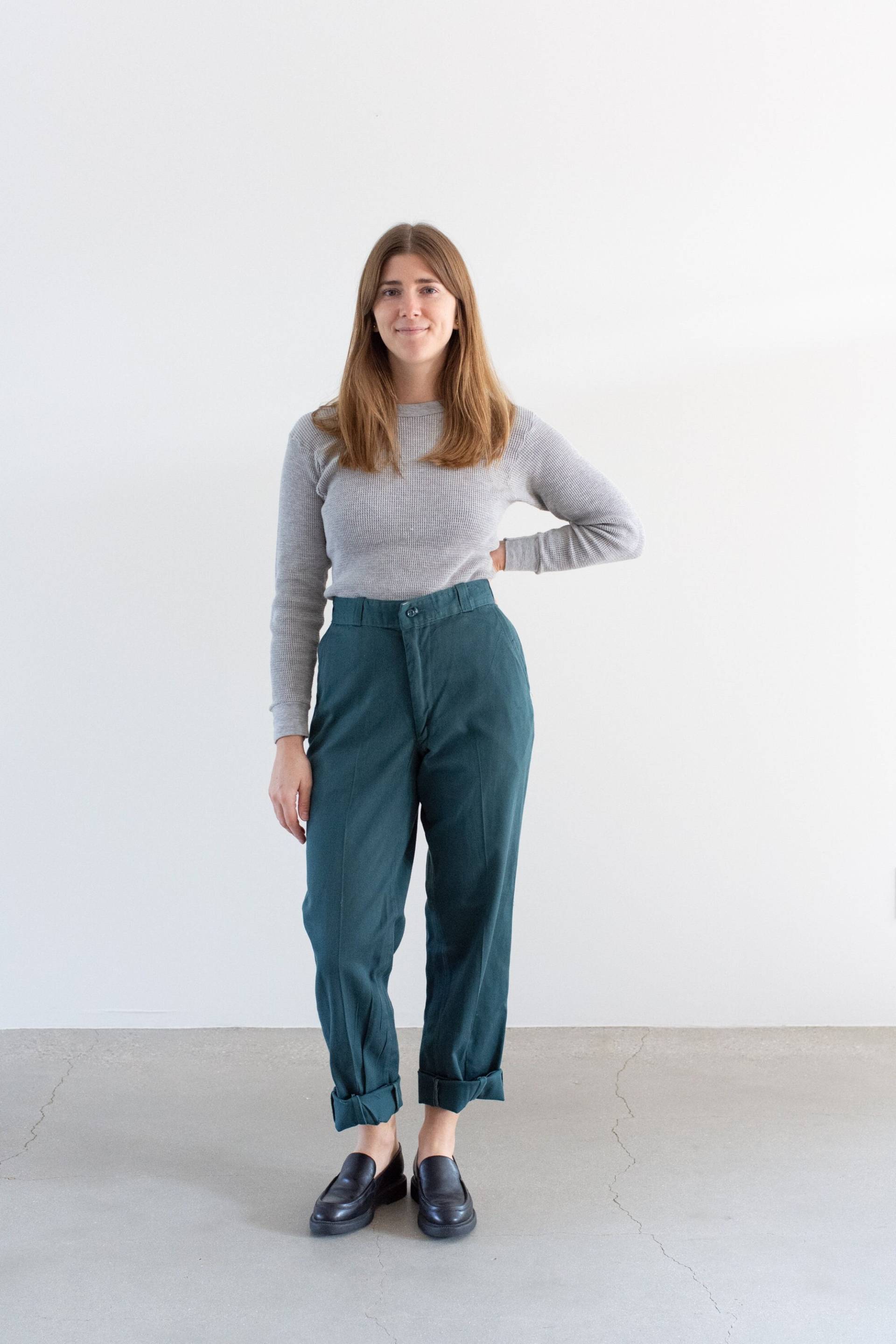 Vintage 30 Taille Petrol Baumwoll-Twill Chinos | Grüne Hose Arbeitshose von RAWSONSTUDIO