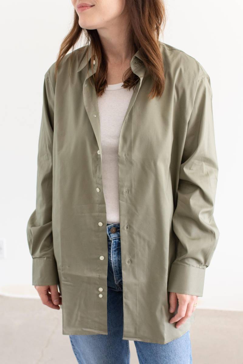 Vintage Salbeigrünes Langarm-Hemd | Unisex Joe Abboud Leichte Baumwollmischung Oxford Bluse Studio Arbeitskleidung M von RAWSONSTUDIO