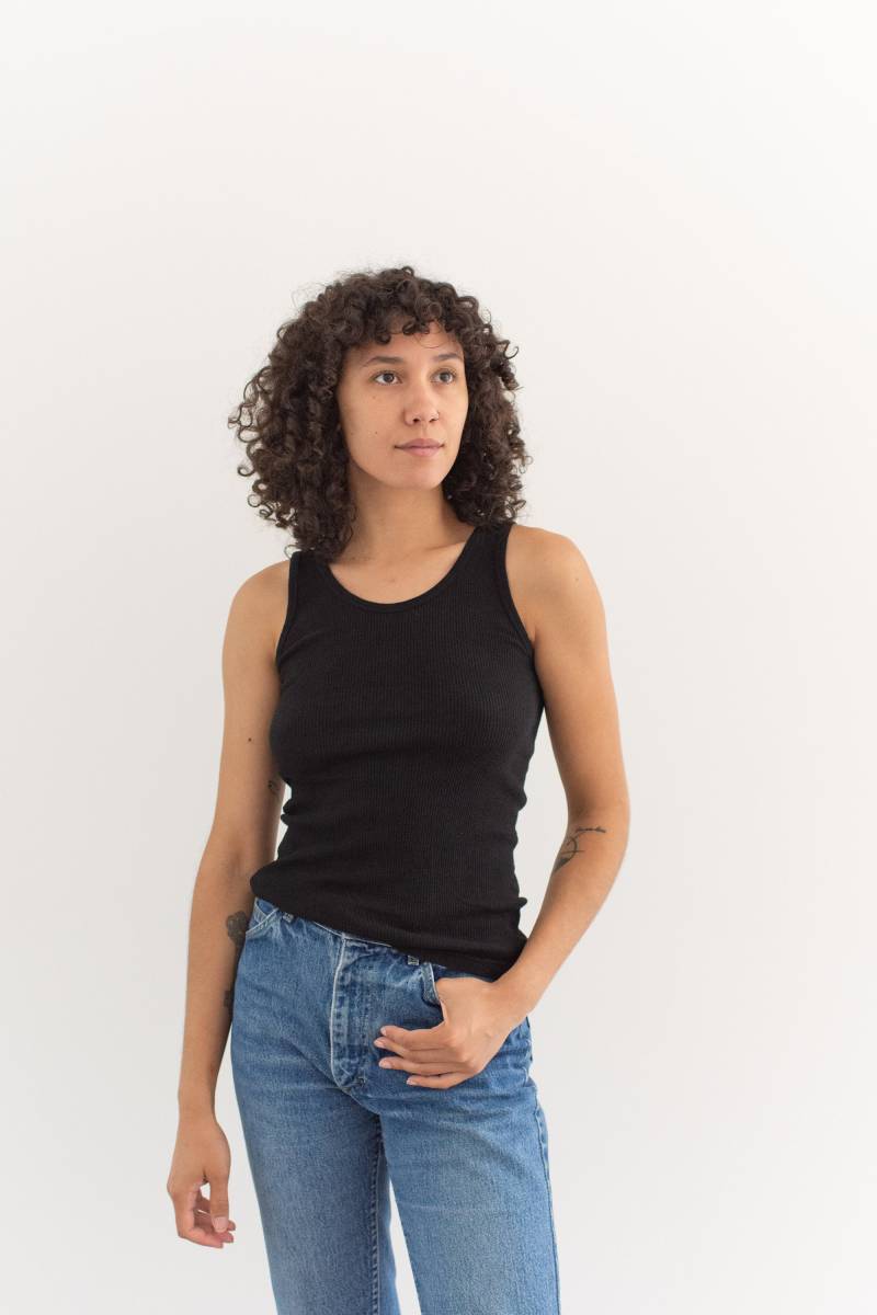 Das Korsika-Panzer | Vintage Schwarzes Rib Tank Top Geripptes Unterhemd Xs S M L Stil A von RAWSONSTUDIO