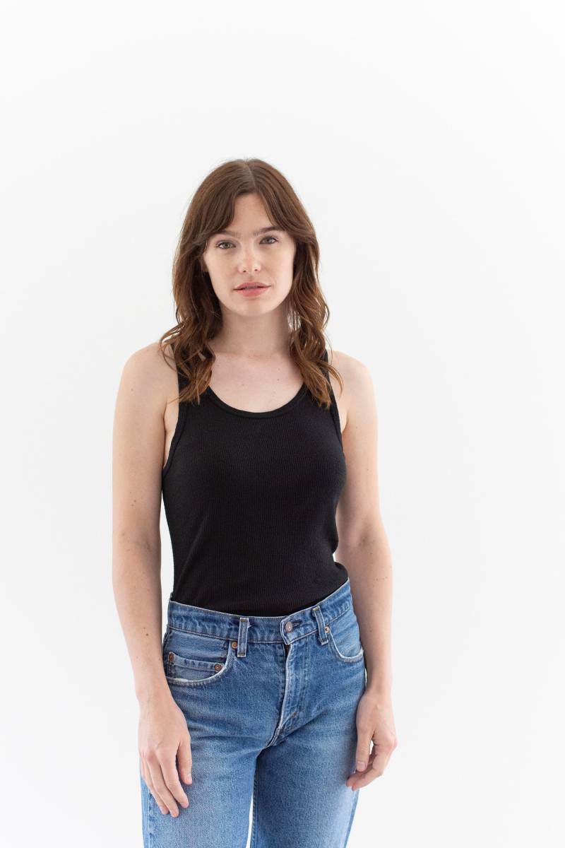 Das Korsika-Panzer | Vintage Schwarzes Rib Tank Top Schlichtes Weiches Geripptes Unterhemd Xs S M L Stil A von RAWSONSTUDIO