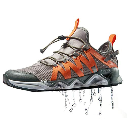 RAX Herren Schnell Trocknende rutschfeste Aqua Wasser Wanderschuhe, Orange/Abendrot im Zickzackmuster (Sunset Chevron), 43 EU von RAX