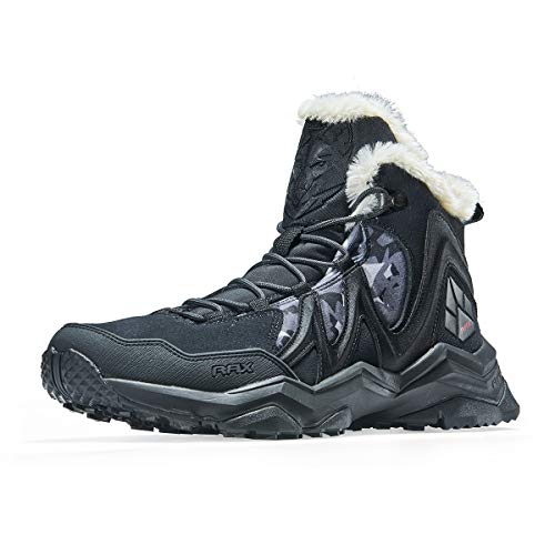 RAX Herren Winter Schneestiefel Wanderschuhe mit Full Fur Lined High Top Sneaker(41 EU) von RAX