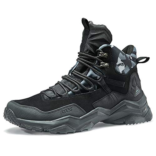 RAX Wilder Herren Mid Ultra Leicht Trekking & Wanderstiefel - Wasserdicht Wanderschuhe rutschfest Trainer (Schwarze Tarnung, Numeric_41) von RAX