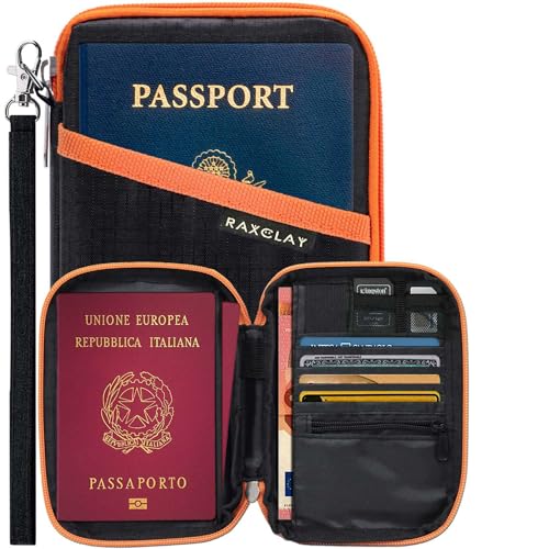 Kompakter RFID-Reise Dokumentenhalter Passport Wallet Kreditkartenetui Mann Frau - 2. Generation Neue Modello 2020 - Münzen - 13 Fächer Organizer Geschirmtes Anti-Klonation - RAXCLAY® von RAXCLAY