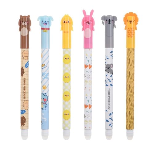 RAXLUPO 6 Stück Radierbarer Kugelschreiber Set Gel-Radierstifte Tintenroller Radierbar Gelstift 0.5 mm Radierstift Cartoon Löschbarer Stift Erasable Pen für Kinder Studenten Geschenk Schul Bürobedarf von RAXLUPO