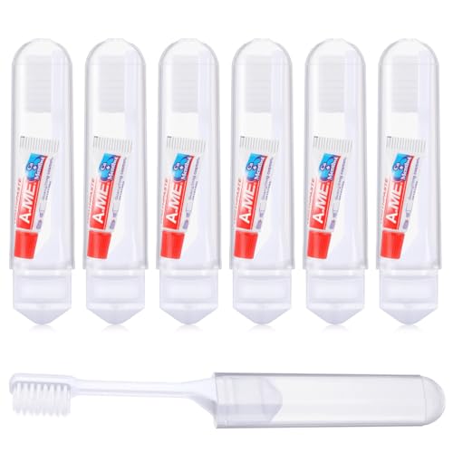 RAXLUPO 6 Stück Reisezahnbürste mit Zahnpasta Klappbare Reisezahnbürste Travel Toothbrush Tragbare Weiche Zahnbürste Mini Zahnbürste für Unterwegs Camping Reisen Kinder Erwachsene von RAXLUPO