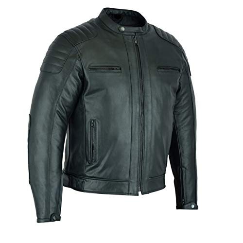 Herren Motorradjacke Leder Urban R-50, Schwarz , 8XL von RAXUS