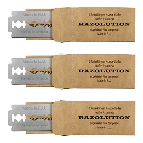 RAZOLUTION Rasierklingen - Sparset mit 30 Stück (3x10St.) in neuer umweltfreundlicher Verpackung von RAZOLUTION