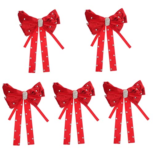 3 Stück Haarnadel – für Clips Schleife großer Clip Strass Halter Band Haarschwanz Pferdeschwanz lang rot Frauen Haarspange Zubehör Schleife Mädchen Haarnadel (Farbe: Rot x 5 Stück, Größe: 25,4 x 20,3 von RAZZUM