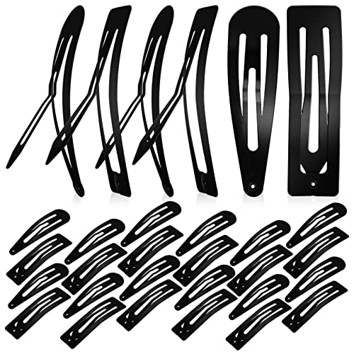 30pcs Klemmen Schwarz Bobby Girl Alligator Pin Clip Haar Mädchen Clips Lady Multifunktionale Haarspangen Snap Stil Doppel Frauen Brosche für Haarnadel Metall Einfache Frauen Schwarz Griff Haarnadel von RAZZUM