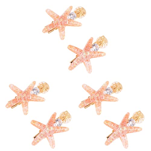 6 pcs Haarnadelclips Diamant Strass und Fransen Seesterne Clips Perle Mädchen Haarspangen Dekoration Kristall Strandorange Haarspangen Strand Haarnadeln Haarspange Kleine Frau Clipspearl Haarnadel von RAZZUM