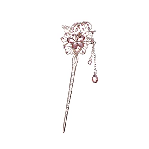 Accessories Day Strass Perle Pin Vintage Essstäbchen Antike Stäbchen Mädchen Blumen Clip Metall Lange Traditionelle Form für Haar Rosa Weiche Stick Gabel Frauen Pins mit Haarnadel Rote Haarnadel von RAZZUM