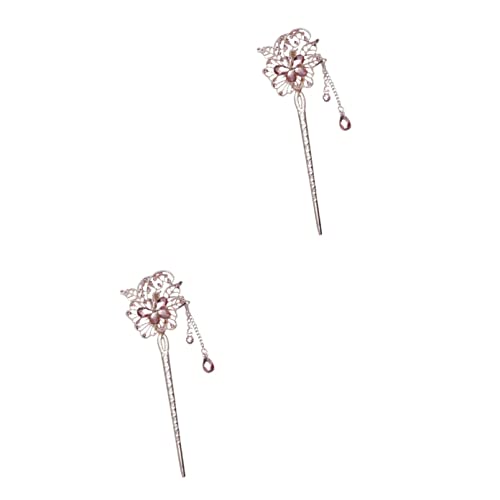 Accessories Day Strass Perle Pin Vintage Essstäbchen Antike Stäbchen Mädchen Blumen Clip Metall Lange Traditionelle Form für Haare Rosa Weiche Stick Gabel Frauen Pins mit Haarnadel Rote Haarnadel von RAZZUM