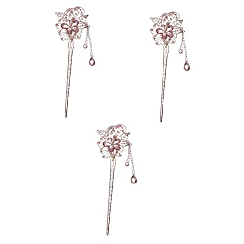 Accessories Day Strass Perle Pin Vintage Essstäbchen Antike Stäbchen Mädchen Blumen Clip Metall Lange Traditionelle Form für Haare Rosa Weiche Stick Gabel Frauen Pins mit Haarnadel Rote Haarnadel von RAZZUM