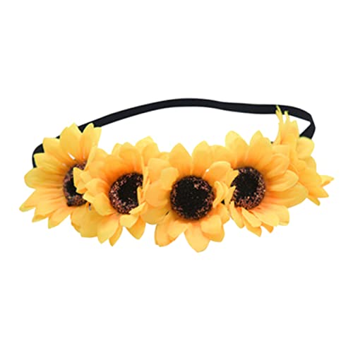 Gelbes Stirnband Hochzeit Kopfschmuck for die Braut Blumenmädchen Kopfschmuck for die Hochzeit Haare Pferdeschwanz Seil Sonnenblume Haarschmuck Sonnenblumenkronen for Mädchen Blumenkopfschmuck Kranz H von RAZZUM