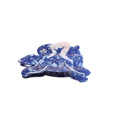 Painted Art Blue Hair Claw Spring Clip Damen Haarspangen Essigsäure Shark Clip Haarschmuck Haarklammern (Size : XS) von RAZZUM