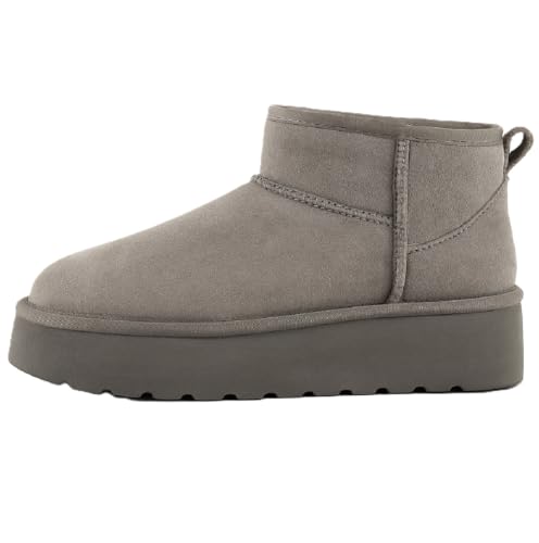 RB INTERNATIONAL Chunky Ankle Snow Winter Biker Frauen Schuhe mit Spitze Bequeme Stilvolle Walking Party Weiche Damen Stiefeletten, grau, 40 EU von RB INTERNATIONAL