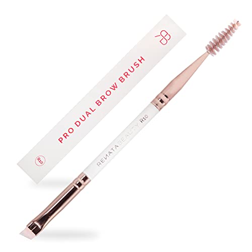 Renata Beauty R10 Pro Dual Augenbrauenpinsel – Professioneller Makeup-Pinsel mit Spoolie-Seite und Pinsel-Seite – Hochpräziser Eyeliner-Pinsel mit Bi-Cell-Spitze – waschbar und langlebig von RB RENATA BEAUTY