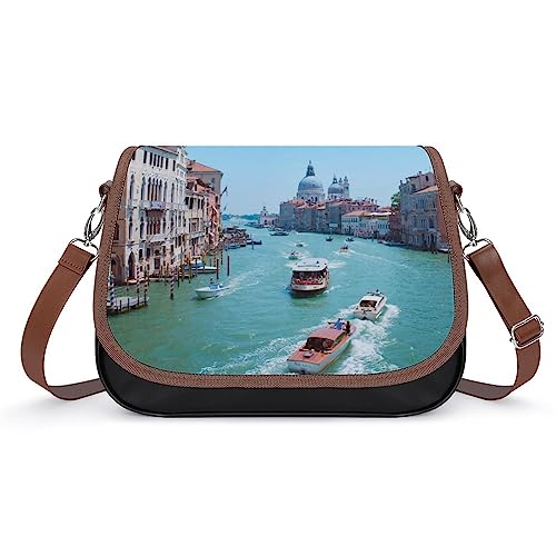 RBAZYFXUJ Leder Schultertasche Venedig Italien Crossbody Tasche Damen Handtasche mit verstellbarem Riemen, Venedig Italien, Einheitsgröße von RBAZYFXUJ