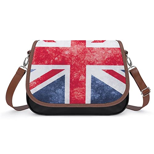 RBAZYFXUJ Leder Schultertasche Vintage Union Jack Britische Flagge Crossbody Tasche Damen Handtasche mit verstellbarem Riemen, Vintage Union Jack Britische Flagge, Einheitsgröße von RBAZYFXUJ