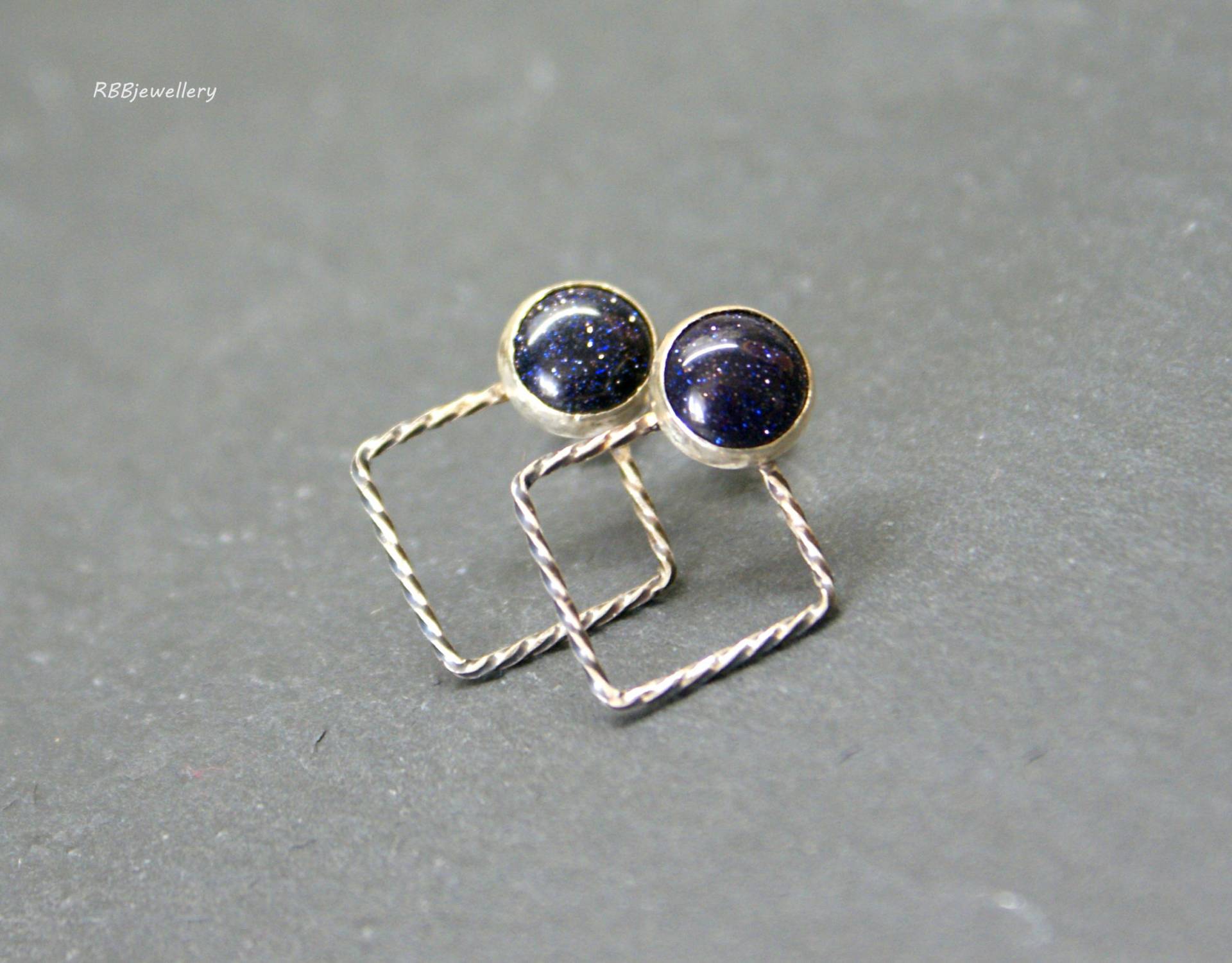 Blau Goldstone Sterling Silber Ohrstecker Blau Goldstone Sterling Silber Ohrstecker von RBBcuriosities