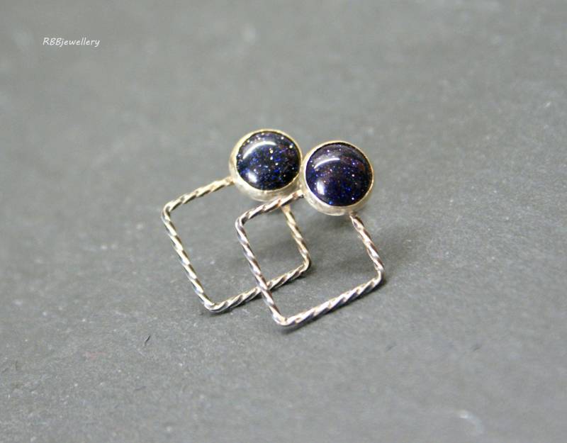 Blau Goldstone Sterling Silber Ohrstecker Blau Goldstone Sterling Silber Ohrstecker von RBBcuriosities