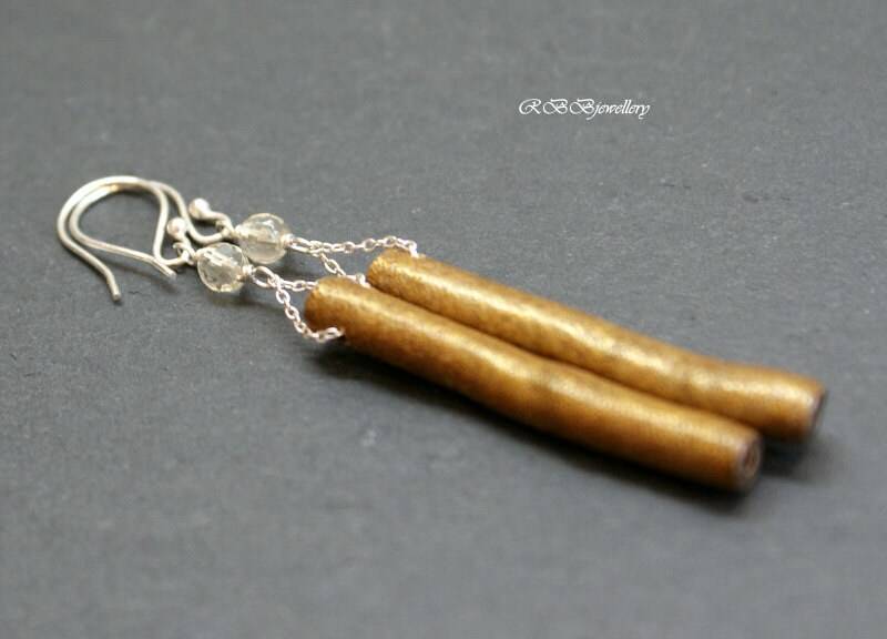 Gold Coral Sticks Gelb Quartz Sterling Silber Lange Ohrringe Gold Coral Sticks Gelb Quartz Sterling Silber Lange Ohrringe von RBBcuriosities
