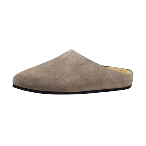 RBCYC Damen Klassische Pantoffeln Slip On Flach mit Fußbett Breite Rounde Zehe Schuhe Casual Hausschlappen Herren Clogs Haushalt Partys EU Size 41 Grau von RBCYC