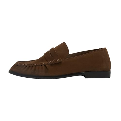 RBCYC Damen Loafers Modische Pumps Slip On Flache Geschlossene Rounde Zehe Schuhe Chunky Niederge Absatz Arbeit Autofahren EU Size 40 Braun von RBCYC