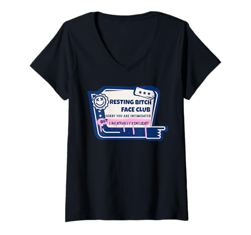 Damen RBF Club Resting B! Tech Face Club - Entschuldigung, Sie sind eingeschüchtert T-Shirt mit V-Ausschnitt Damen RBF Club Resting B! Tech Face Club - Entschuldigung, Sie sind eingeschüchtert T-Shirt mit V-Ausschnitt von RBF Club - Resting Beach I am actually a delight!