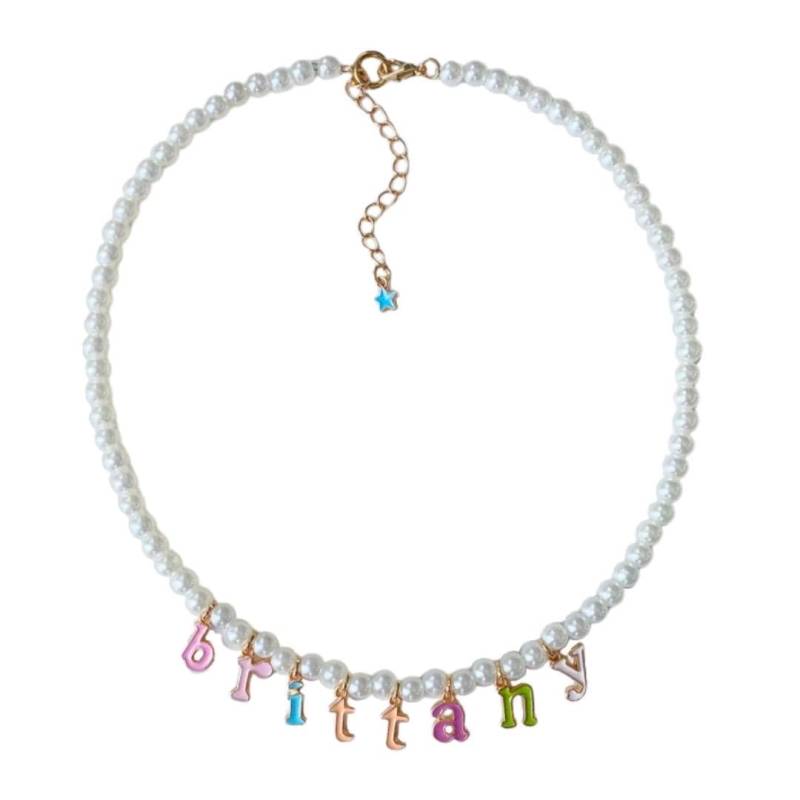 Personalisierte Anhänger Halskette Geschenk Für Sie Perlenkette Individuelle Namensanhänger von RBIllu