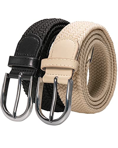 RBOCOTT Elastic Belt Braided Belt Mens Belt Stretch Woven Belt Black Belt Beige Belt for Women(105cm) von RBOCOTT